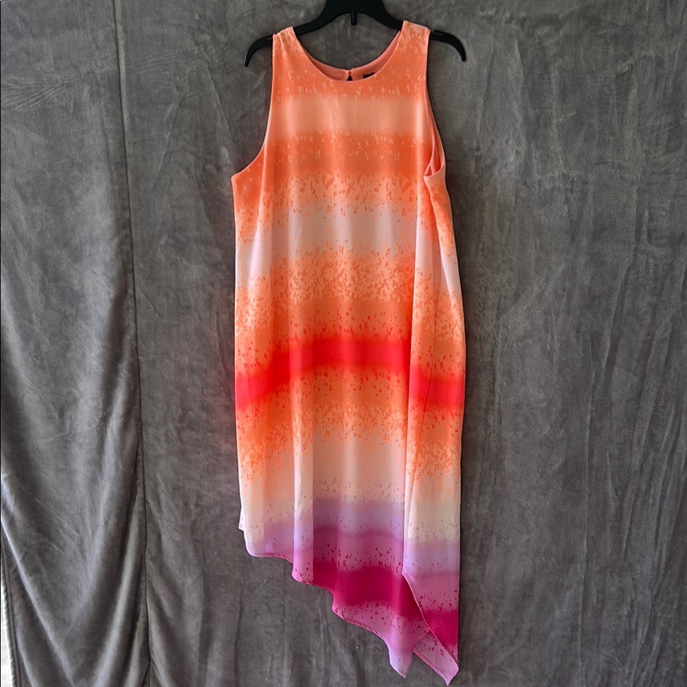 Apt. 9 Asymmetrical Vibrant Orange and Purple Sundress